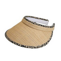 Straw Clip On Visor w/ Fabric Print Binding